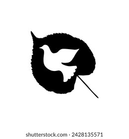 Dove in leaf silhouette. Basis graphics universal use on white background