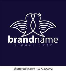 Dove line Logo Icon Vector stock template