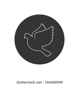 Dove line white icon Vector design sign in flat