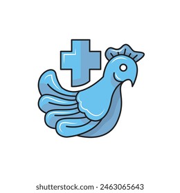 dove logo, above which there is a cross. solid color style.