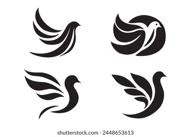 dove logo, dove black icon set, vector