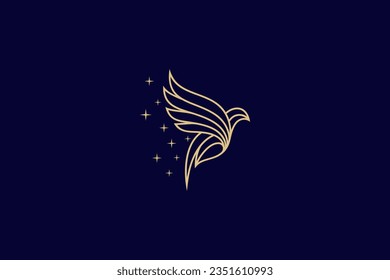 dove logo design decorated with blink with luxury line art style