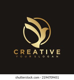 Dove logo with gold gradient design template