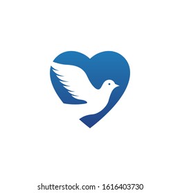 dove logo heart love religion animal template