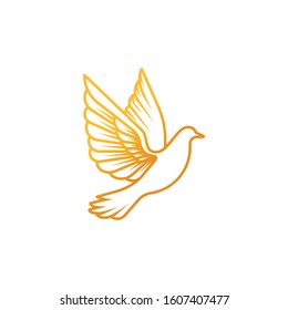 Dove logo icon Vector. Abstract Flying dove logo elegant silhouette design vector Line art style. Dove logo, emblem, template vector illustration design on a white background.