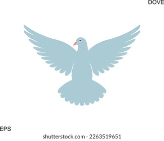 Dove logo. Isolated dove on white background. Bird