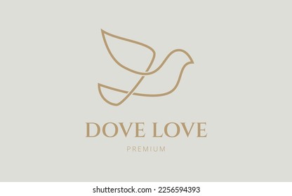 Dove Logo Monoline. Minimalist Pigeon Logo