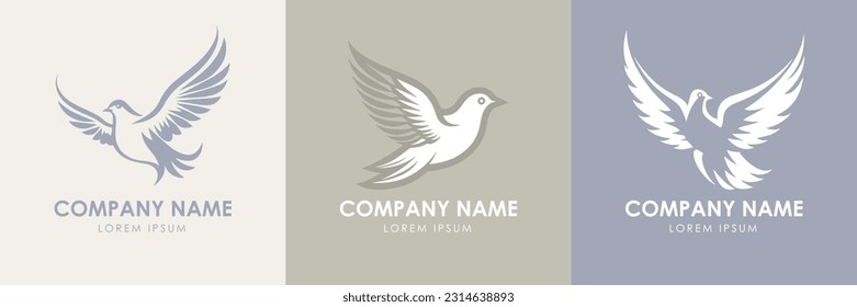 Dove Logo Set. Premium-Vektordesign-Illustration.