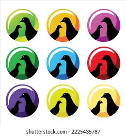 dove logo. silhouettes of doves looking at each other in circle shape
