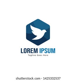 Dove logo template design with frame. minimalist dove logo vector illustration