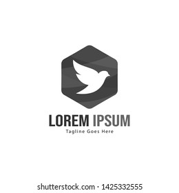 Dove logo template design with frame. minimalist dove logo vector illustration