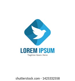Dove logo template design with frame. minimalist dove logo vector illustration