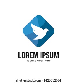 Dove logo template design with frame. minimalist dove logo vector illustration