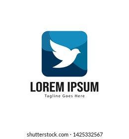 Dove logo template design with frame. minimalist dove logo vector illustration