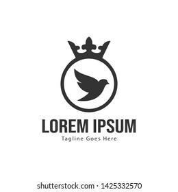 Dove logo template design with frame. minimalist dove logo vector illustration