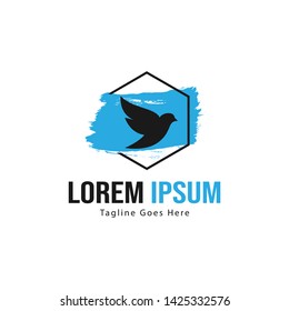 Dove logo template design with frame. minimalist dove logo vector illustration