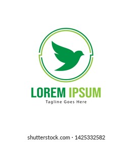 Dove logo template design with frame. minimalist dove logo vector illustration