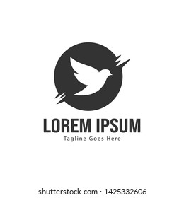 Dove logo template design with frame. minimalist dove logo vector illustration