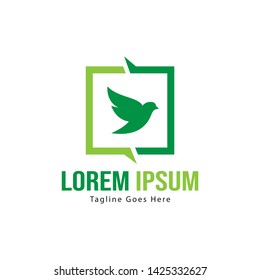 Dove logo template design with frame. minimalist dove logo vector illustration