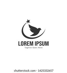 Dove logo template design with frame. minimalist dove logo vector illustration