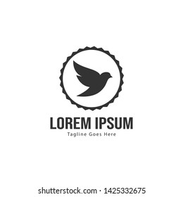 Dove logo template design with frame. minimalist dove logo vector illustration