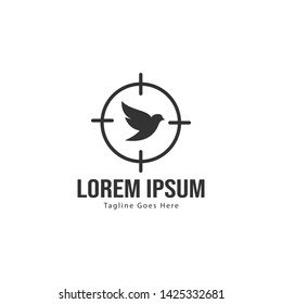 Dove logo template design with frame. minimalist dove logo vector illustration
