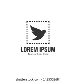 Dove logo template design with frame. minimalist dove logo vector illustration