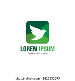 Dove logo template design with frame. minimalist dove logo vector illustration