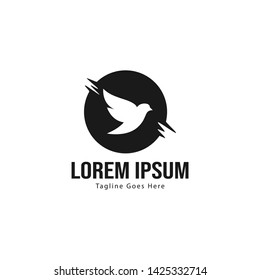 Dove logo template design with frame. minimalist dove logo vector illustration