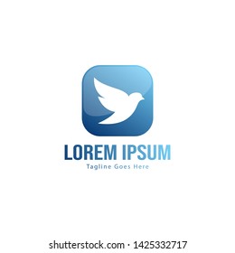 Dove logo template design with frame. minimalist dove logo vector illustration