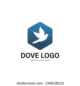 Dove logo template design. Dove logo with modern frame isolated on white background