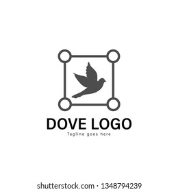 Dove logo template design. Dove logo with modern frame isolated on white background