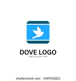 Dove logo template design. Dove logo with modern frame isolated on white background