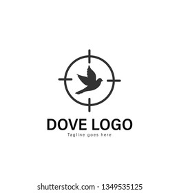 Dove logo template design. Dove logo with modern frame isolated on white background