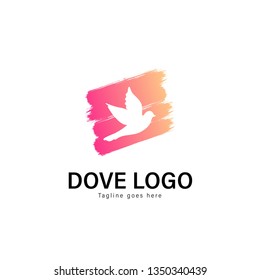 Dove logo template design. Dove logo with modern frame isolated on white background