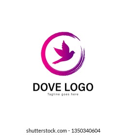 Dove logo template design. Dove logo with modern frame isolated on white background
