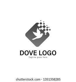 Dove logo template design. Dove logo with modern frame isolated on white background