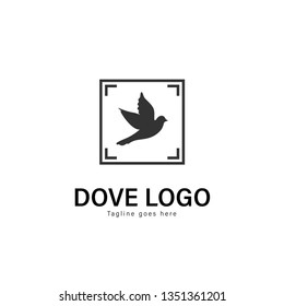 Dove logo template design. Dove logo with modern frame isolated on white background