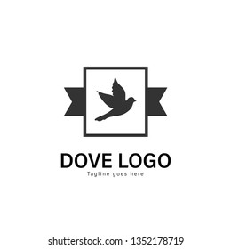 Dove logo template design. Dove logo with modern frame isolated on white background