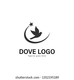 Dove logo template design. Dove logo with modern frame isolated on white background