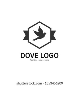 Dove logo template design. Dove logo with modern frame isolated on white background