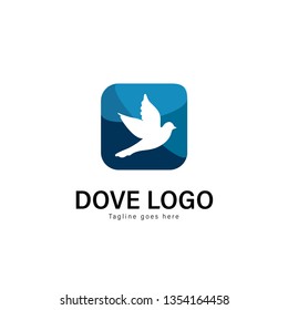 Dove logo template design. Dove logo with modern frame isolated on white background