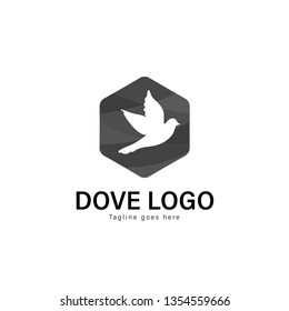 Dove logo template design. Dove logo with modern frame isolated on white background