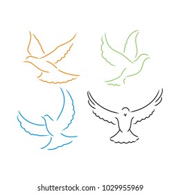Dove Logo Vector. Abstract bird "flying dove". Vector of art.
Elegant Symbol for Company.
Design element isolated. 
