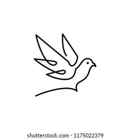 dove logo vector icon line outline monoline illustration