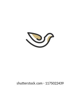 dove logo vector icon line outline monoline illustration