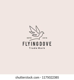 dove logo vector vintage hipster retro icon line outline monoline illustration
