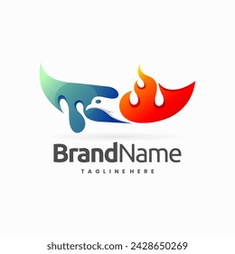 dove logo with water and fire shape
