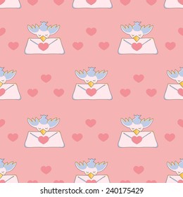 dove with love messages vector seamless pattern 