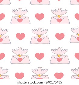 dove with love messages vector seamless pattern 